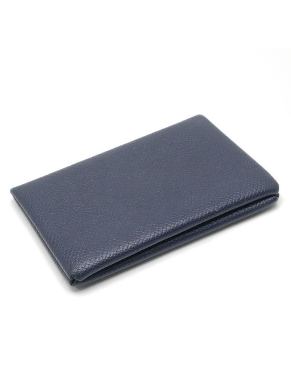 Hermes Calvi Leather Card Case Navy